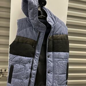 Men's Blue and Black Quilted Jacket